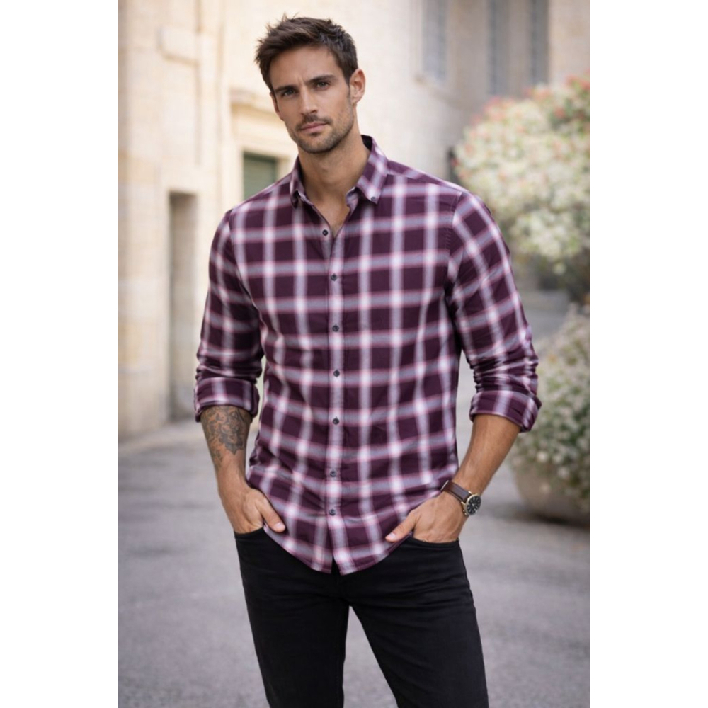 Thomas Dean Mens XL Plaid Button Down Shirt Cotton Stretch NWOT